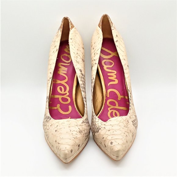 SAM EDELMAN "Celia" Snakeskin Leather Pumps - Picture 2 of 6